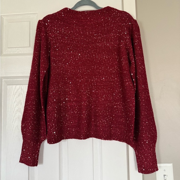 Vero Moda Leilani Black Knit Sequin Holiday Bling Balloon Sleeve Sweater - Picture 6 of 10